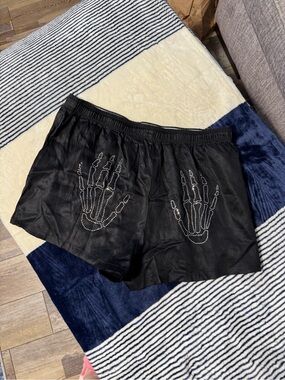 PINK Victoria's Secret Black Rhinestone Skeleton Hand Lounge Shorts